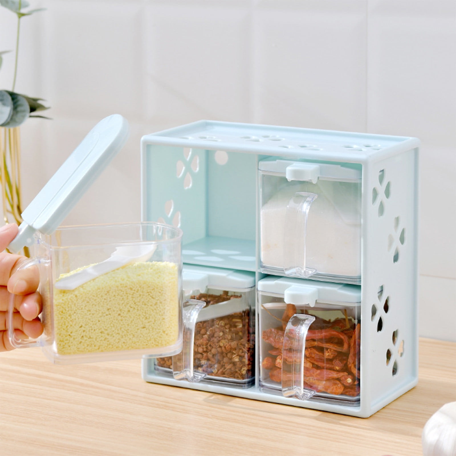 Spice Box Stackable Vxdvou Transparent Spice Rack Organizer, Stackable Seasoning Box Set ...