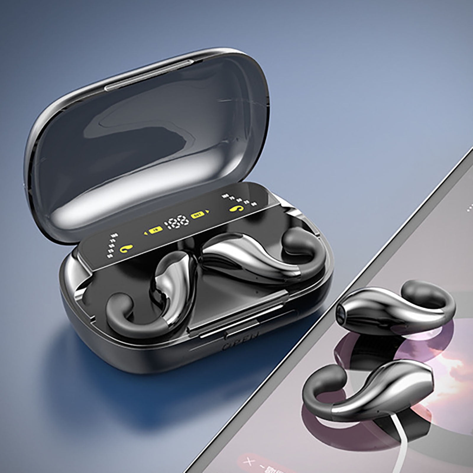 Vxdvou Wireless Bluetooth Ear Clip Headphones, High Battery Life with