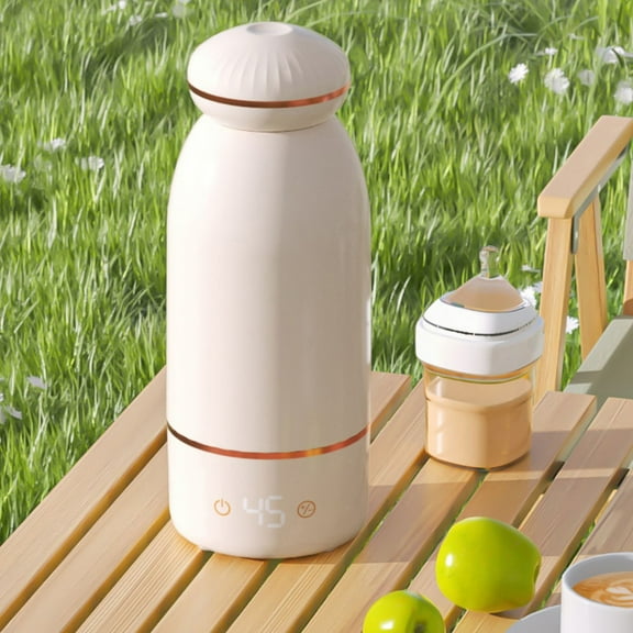 Vxdvou Wireless Thermostatic Cup, Portable Electric Kettle for Baby & Travel, USB Charging, Stainless Steel Heating Cup, Adjustable Temperature, Leak-Proof for Tea & Coffee