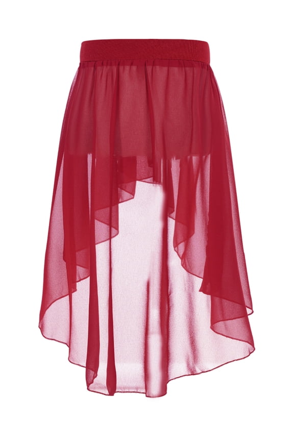 Big Girls Chiffon Irregular Ballet Jazz Dance Dress Lyrical Studio Practice Modern Skirt Burgundy 6