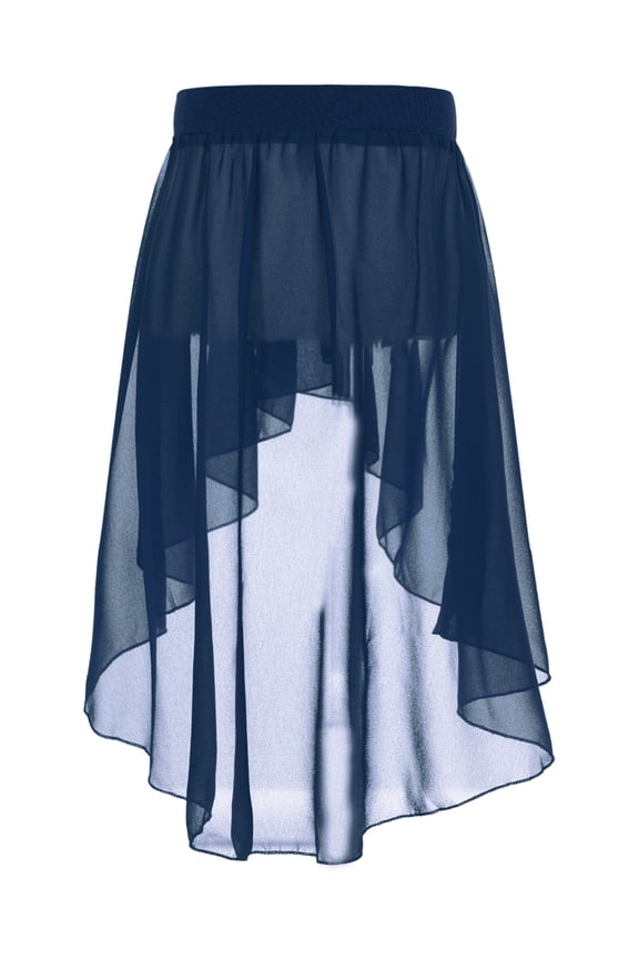 Big Girls Chiffon Irregular Ballet Jazz Dance Dress Lyrical Studio Practice Modern Skirt Navy Blue 8