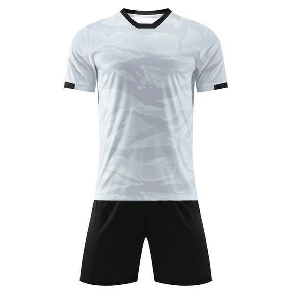 Vxuxlje Kids Boy Football Training Uniform Goalie Jersey Stylish Print Short Sleeve Soccer T-shirt White Type A 4XS