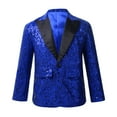 thumbnail image 1 of Vxuxlje Kids Boys Full Sequins Formal Jacket Coat One Button Tuxedo Tailcoat for Party Singer Show Blue 12, 1 of 7