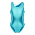 thumbnail image 1 of Vxuxlje Kids Girls Ballet Dance Gymnastics Leotard Shiny Metallic One Piece Open Back Jumpsuit Lake Blue L, 1 of 7