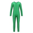 thumbnail image 1 of Vxuxlje Kids Girls Full Body Romper Jumpsuit Ballet Dance Gymnastics Leotards Lomg Sleeve Catsuit Green S, 1 of 6