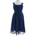 thumbnail image 1 of Vxuxlje Kids Girls Wide Straps Chiffon Pleated Flower Girl Dress Wedding Birthday Party A-Line Swing Navy Blue 12, 1 of 5
