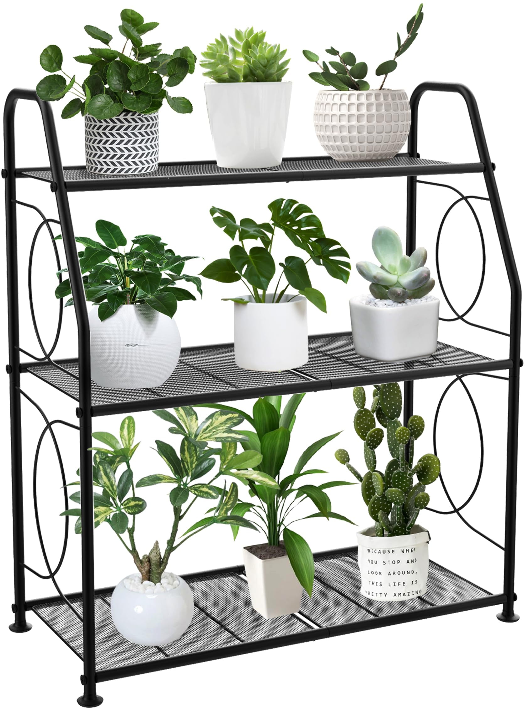 Black Metal 3-Tier Indoor Outdoor Plant Stand