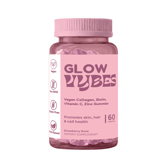 Vybes Glow Beauty Gummies Skin, Hair & Nails Wellness Support with Biotin, 60 Count
