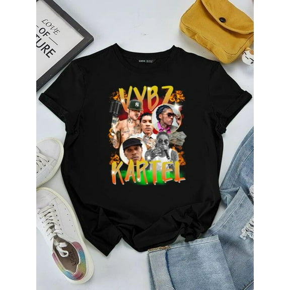 Vybz Kartel World Boss Dancehall King 90s Style Rap Fan Unisex tee V50095, for men & women, up to size 5XL
