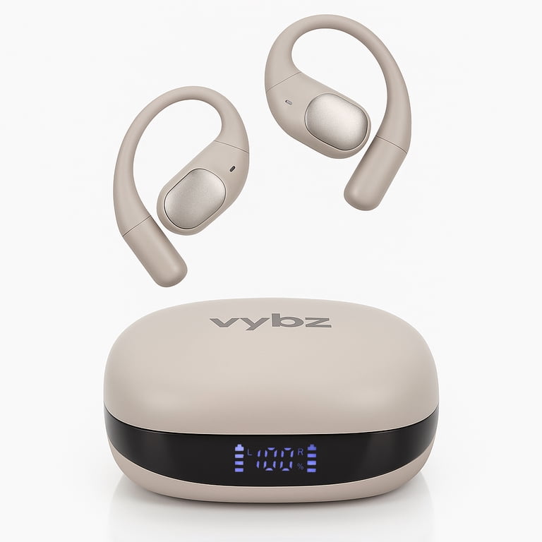 Vybz Open-Ear True Wireless Headphones with Charging Case, 26-Hour