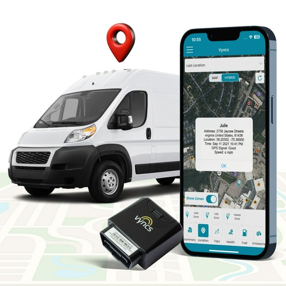 Vyncs Fleet: GPS Tracker No Monthly Fee, 4G LTE OBD, Real Time Fleet Car/Truck Tracking, SIM, Free 1 Year Data Plan, Trips, Vehicle Diagnostics, Driver Safety Alerts, Fuel Report, Emission Report