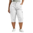 thumbnail image 1 of Vynhevius Plus Size Cargo Capri Pants for Women, Casual High Rise Button Waist Cropped Pants with Multi Pockets, Summer Outdoor Walking Capris, 1 of 7