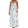 thumbnail image 1 of Vynhevius Plus Size Women Maxi Dress Casual Summer Vintage Floral Printed Spaghetti Strap Dresses Backless Loose Bohemian Beach Floor Length Dress, 1 of 6