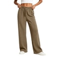 thumbnail image 1 of Vynhevius Women's Cable Knit Sweatpants Wide Leg Drawstring Elastic Waist Pockets Casual Lounge Pants, 1 of 4