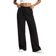 thumbnail image 1 of Vynhevius Women's Cable Knit Sweatpants Wide Leg Drawstring Elastic Waist Pockets Casual Lounge Pants, 1 of 5