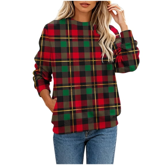 Vynhevius Women's Crew Neck Sweatshirt Printed Loose Fit Long Sleeve Pullover Tops