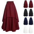 thumbnail image 1 of Vynhevius Women's Irregular Layered Maxi Skirt Solid Elastic Waist Vintage Medieval Casual Long A Line Skirts, 1 of 6