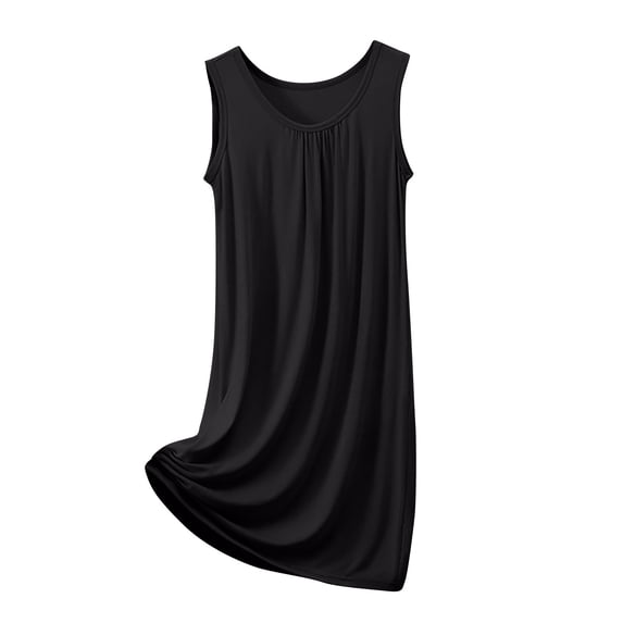 Vynhevius Women's Plus Size Nightgown Sleeveless Sleep Dress Solid Color Nightshirt Loungewear Pajama Dress