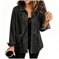 thumbnail image 1 of Vynhevius Women's Solid Denim Jacket Long Sleeve Loose Outerwear With Buttons And Pockets, 1 of 7