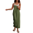 thumbnail image 1 of Vynhevius Women's Spaghetti Strap Jumpsuit Bib Overalls Solid Color Side Pockets Loose Wide Leg Casual One Piece Pants, 1 of 5
