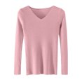 thumbnail image 1 of Vynhevius Women's V Neck Sweater Long Sleeve Ribbed Solid Slim Fit Stretchy Casual Layer Knit Tops, 1 of 5