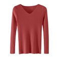thumbnail image 1 of Vynhevius Women's V Neck Sweater Long Sleeve Ribbed Solid Slim Fit Stretchy Casual Layer Knit Tops, 1 of 5