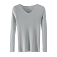 thumbnail image 1 of Vynhevius Women's V Neck Sweater Long Sleeve Ribbed Solid Slim Fit Stretchy Casual Layer Knit Tops, 1 of 5