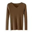 thumbnail image 1 of Vynhevius Women's V Neck Sweater Long Sleeve Ribbed Solid Slim Fit Stretchy Casual Layer Knit Tops, 1 of 5