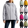 thumbnail image 1 of Vynhevius Womens Outdoor Jacket Solid Hooded Zip Up Windproof With Pockets, 1 of 6
