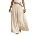 thumbnail image 1 of Vynhevius Womens Solid Belted Skirt Elastic Waist Flowy Casual Maxi, 1 of 5