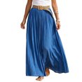 thumbnail image 1 of Vynhevius Womens Solid Belted Skirt Elastic Waist Flowy Casual Maxi, 1 of 6