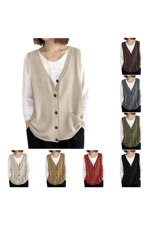 Womens Vests V Neck Boxy Sleeveless Patch Pocket Daily Errands Basic Solid Tops