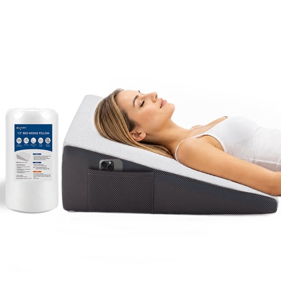 Vynika Bed Wedge Pillow, Memory Foam Wedge Pillow for Acid Reflux, Sleep Apnea, Snoring and Leg Elevation, with Removable Washable Cover