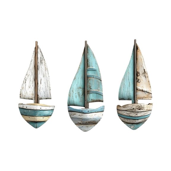 Vyntara Creative Wooden Sailboat Wall Art - Perfect for Rooms & Beach Decor B