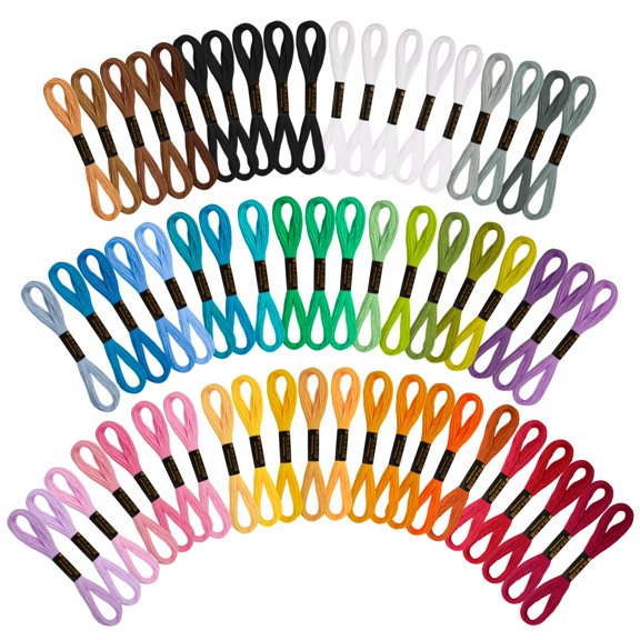 VynyQoo 8m (6 Strand) Embroidery Threads, 60PCS 52 Colours Coloured Thread, Cross Stitch Thread Ideal for Adults & Beginners,Thread Embroidery for Sewing Project, DIY Crafts & Embroidery