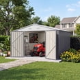 thumbnail image 1 of Vyrox 10x8 FT Metal Outdoor Storage Shed, Steel Garden Tool Shed, All-Weather with Lockable Doors & Sloping Roof for Bike, Trash Can, Lawn Mowers, Backyard, Gray, 1 of 7