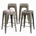thumbnail image 1 of Vyrox 24 Inches Metal Bar Stools Set of 4, Stackable Backless Kitchen Island Stools with X-Brace Support, Indoor-Outdoor Use, Gun, 1 of 7