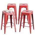 thumbnail image 1 of Vyrox 24 Inches Metal Bar Stools Set of 4, Stackable Backless Kitchen Island Stools with X-Brace Support, Indoor-Outdoor Use, Red, 1 of 7