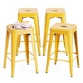 thumbnail image 1 of Vyrox 24 Inches Metal Bar Stools Set of 4, Stackable Backless Kitchen Island Stools with X-Brace Support, Indoor-Outdoor Use, Yellow, 1 of 7