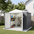 thumbnail image 1 of Vyrox 8' x 6' Outdoor Storage Shed, Metal Garden Tool Shed with Sloping Roof & Double Lockable Doors for Backyard, Patio, Gray, 1 of 6