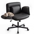 thumbnail image 1 of Vyrox Cross-Legged Office Chair, Ergonomic Criss Cross Office Chair with Adjustable Armrests, Swivel Vanity Chair Comfy Desk Chairs, Black, 1 of 7