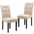 thumbnail image 1 of Vyrox Dining Chairs Set of 2, PU Leather Tufted High Back Parsons Chairs for Kitchen Dining Room，Beige, 1 of 7