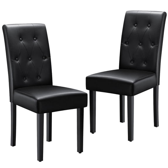 Vyrox Dining Chairs Set of 2, PU Leather Tufted High Back Parsons Chairs for Kitchen Dining Room,Black