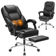 thumbnail image 1 of Vyrox Ergonomic Executive Office Chair with Massage Lumbar Support & Footrest, Reclining High-Back PU Leather Desk Chair,Black, 1 of 7