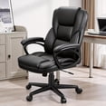 thumbnail image 1 of Vyrox High-Back Office Chair, Ergonomic PU Leather Desk Chair, Conference Chair with Adjustable Height & 360° Wheels, Brown, 1 of 9