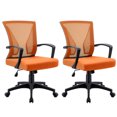thumbnail image 1 of Vyrox Mid-Back Mesh Office Chair Set of 2, Ergonomic Desk Chair with Lumbar Support, Adjustable Swivel Task Chair for Home Office, Orange, 1 of 7