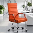 thumbnail image 1 of Vyrox Modern Office Chair, Mid-Back Faux Leather Swivel Reception & Conference Chair， Ergonomic Swivel Chair with Arms, Orange, 1 of 7