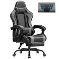 thumbnail image 1 of Vyrox PU Leather Gaming Chair with Massage Lumbar Support, Ergonomic High Back Computer Gamer Chair with Adjustable Footrest, Gray, 1 of 7