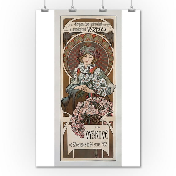 Vystave ve Vyskove Vintage Poster (artist: Mucha, Alphonse) Czechoslovakia c. 1902 (36x54 Giclee Gallery Print, Wall Decor Travel Poster)