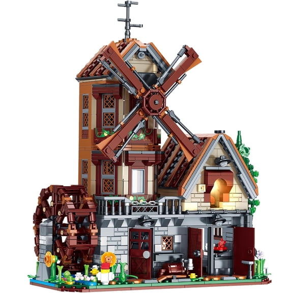 Vyytoz 1436Pcs Farm House Building Set with Light, Creative Display Toy, Street View Collection